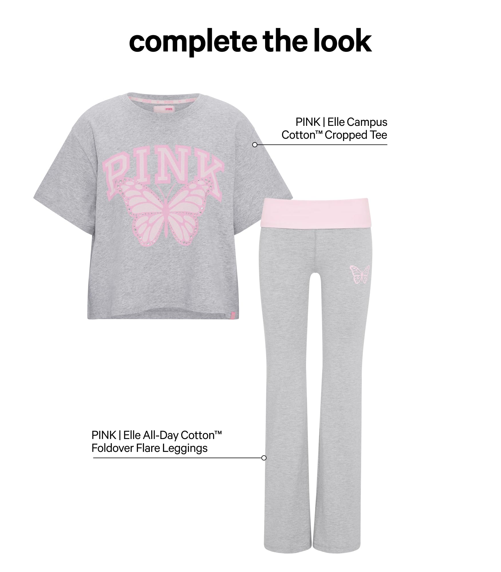 Victoria's Secret PINK | Elle Campus Cotton™ Cropped Tee, Medium Heather Grey, M