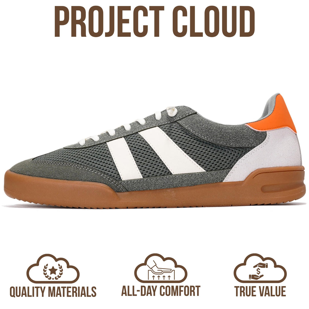 Project Cloud Sneakers for Men - 100% Genuine Leather Mens Casual Shoes Memory Foam Insole Mens Sneakers - Non Slip Outsole Dress Sneakers Men (HISVERDY,Olive,10)
