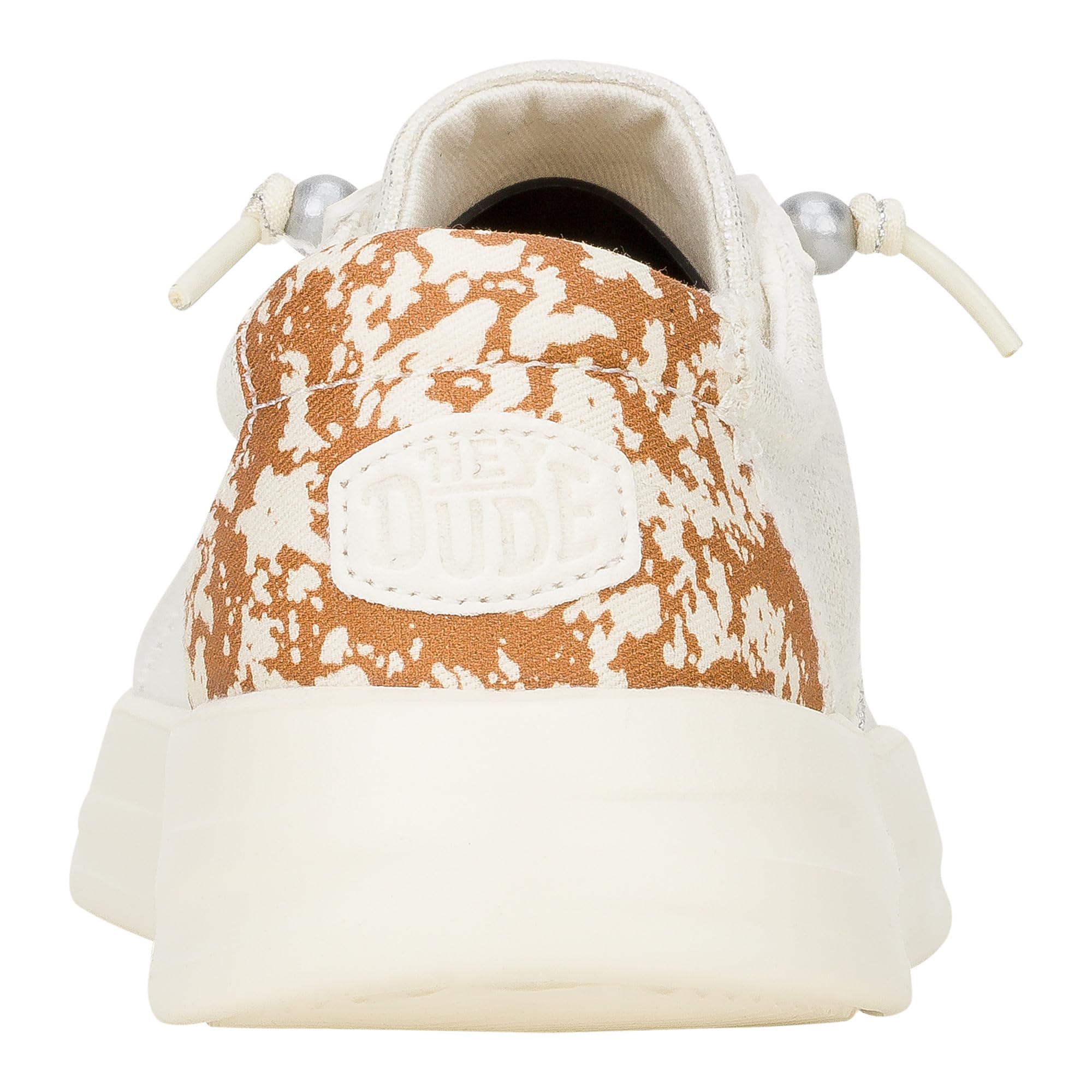 HEYDUDE Karina Metallic Animal Egret Size 5, Women's Shoes, Women's Casual Sneakers, Comfortable & Light-Weight