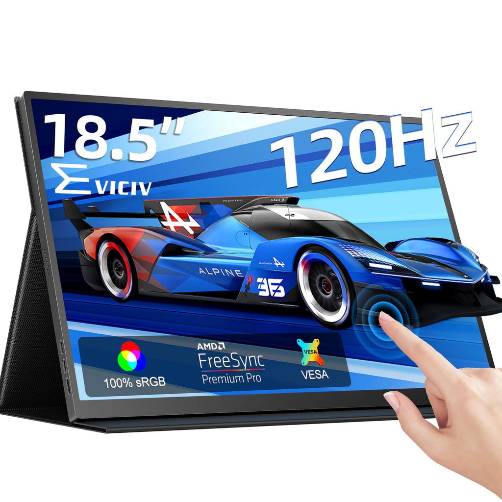 EVICIV 18.5” Portable Monitor Touchscreen | 120Hz 1ms Gaming Monitor | 400Nits | 1080P FHD IPS | 125% sRGB | VESA & Smart Case | USB-C & HDMI | Large Travel Screen for Laptop, Computer, Game Consoles