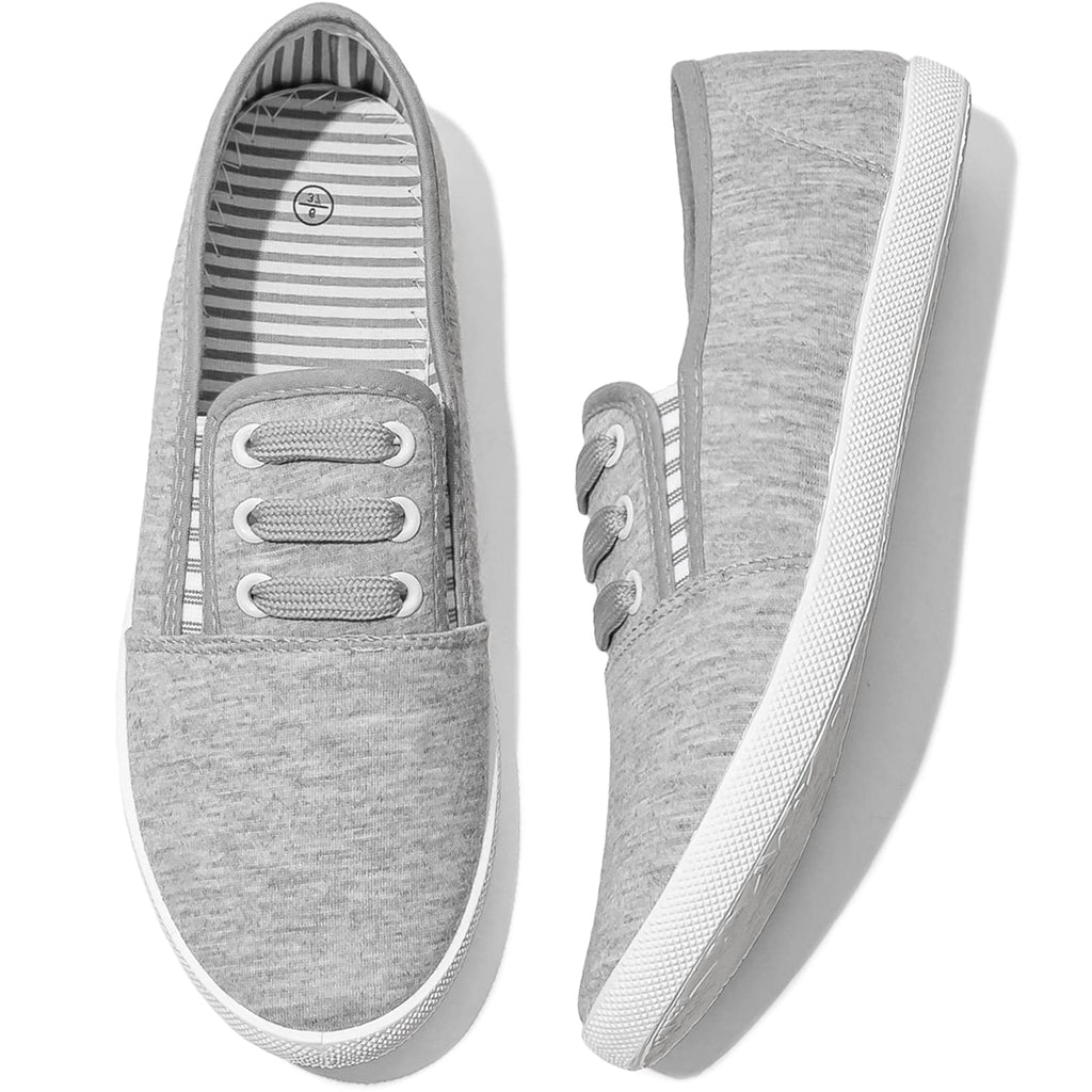 Women's Canvas Slip on Sneakers Casual Slip on Walking Shoes Womens Tennis Shoes Flat Dress Shoes Non Slip Work Shoes(Grey.us10)