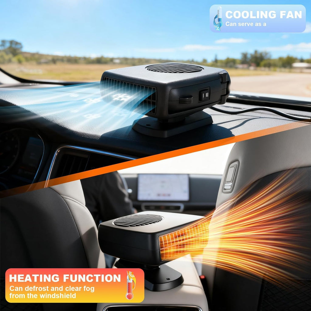 Kairueics 12v 200W Car Heater, Portable Car Heater and Defroster,Windshield Defogger, Applicable All 12V Vehicles Car Heater