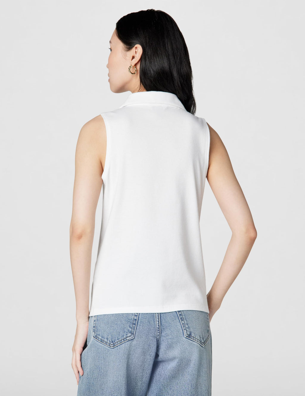 Calvin Klein Women's Johnny Collar Sleeveless Top Bright White