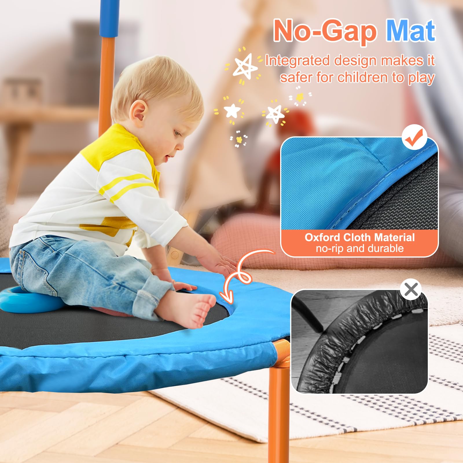 Ativafit 36inch Mini Toddler Trampoline for Kids Ages 1-6 Indoor Outdoor Folding Small Rebounder Trampoline with Foam Handle Safety Padded Cover Fun for Kids