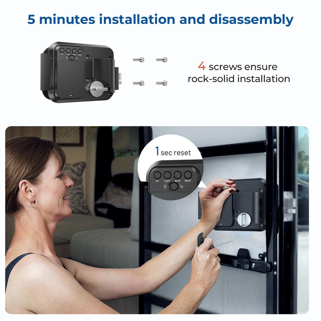 ONNAIS Full Metal RV Keyless Entry Door Lock with Password & Remote, Trailer & Camper Door Lock Replacement, Versatile Latch for RVs