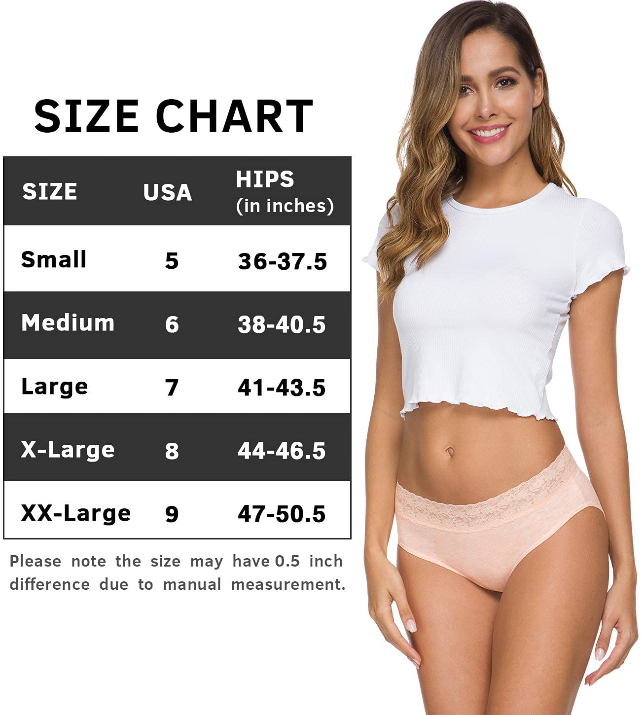 Wealurre Cotton Panties for Women Bikini Underwear Hipster Underpants Lace Briefs Pack(LightColor,L)