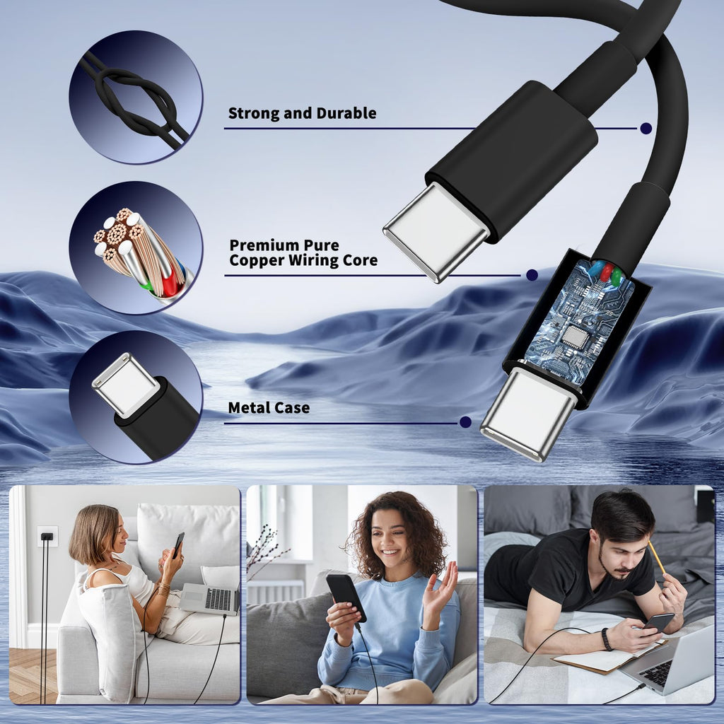 QZIIW Super Fast Samsung Charger Type C,45W Dual Port USB C Fast Charger Block [2-Pack] & Extra Long 60W 3/6/10/10FT USB C Cable - PD Quick Charging 3.0 For Samsung Galaxy S25 Ultra/S24+/S23 iPhone 16