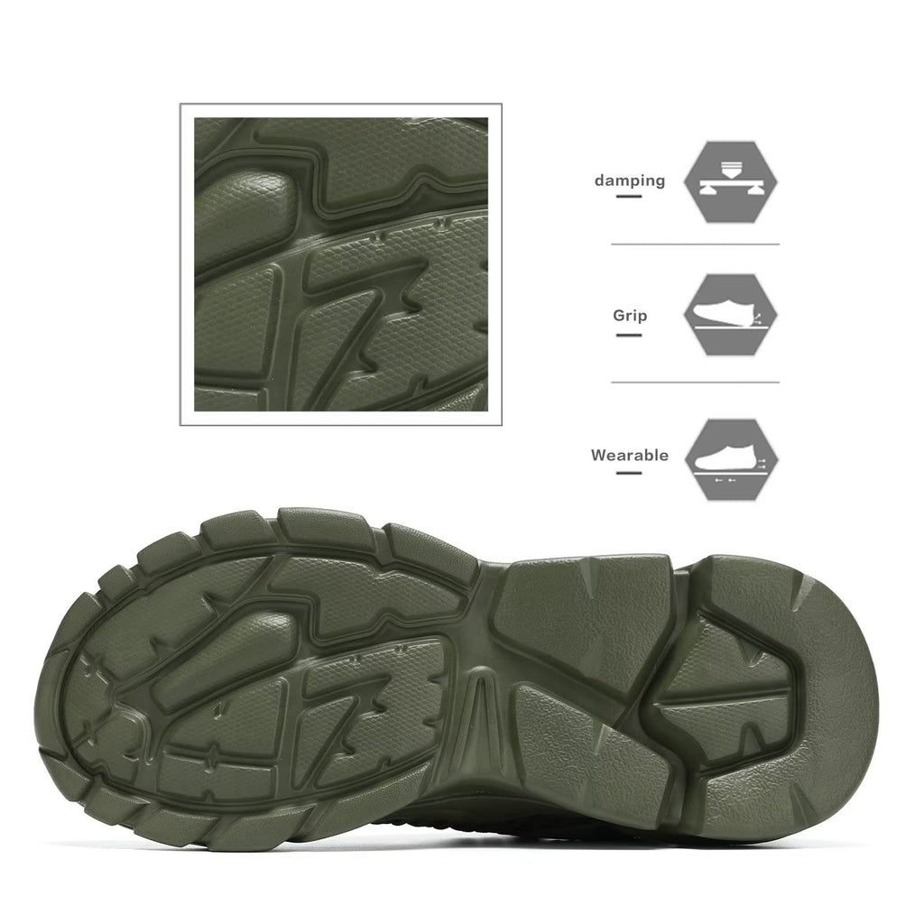 Srenket Men's Running Shoes Non Slip Shoes Breathable Lightweight Fashion Sneakers Slip Resistant Athletic Sports Walking Gym Work Shoes ArmyGreen