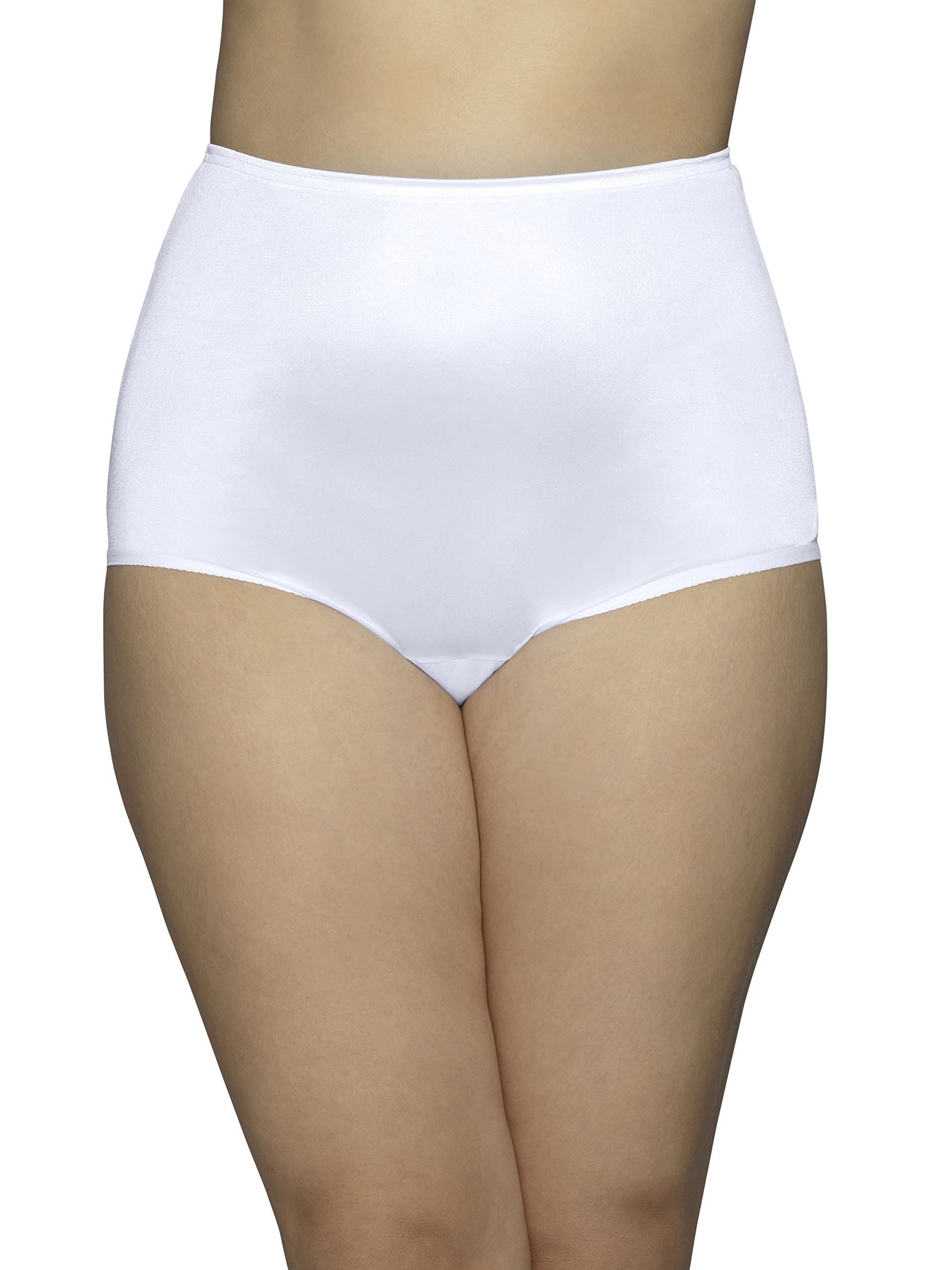 Vanity Fair Women's High Waisted Underwear, Full Coverage Ladies Panties, Perfectly Yours Briefs, Nylon - Star White, 8
