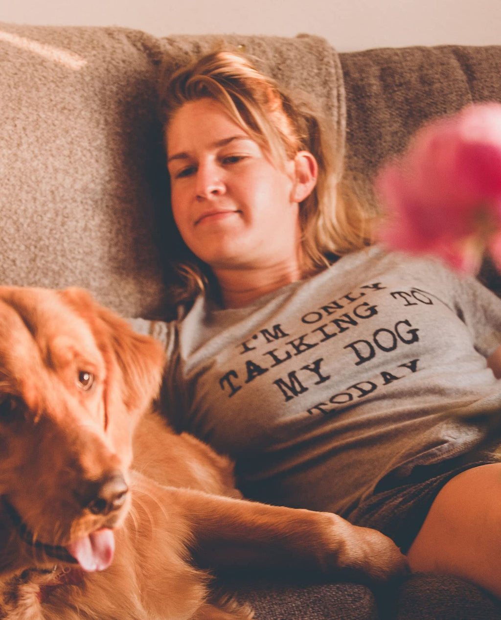 Im Only Talking to My Dog Today Funny Dog Mom Womens T Shirt Cute Grey S
