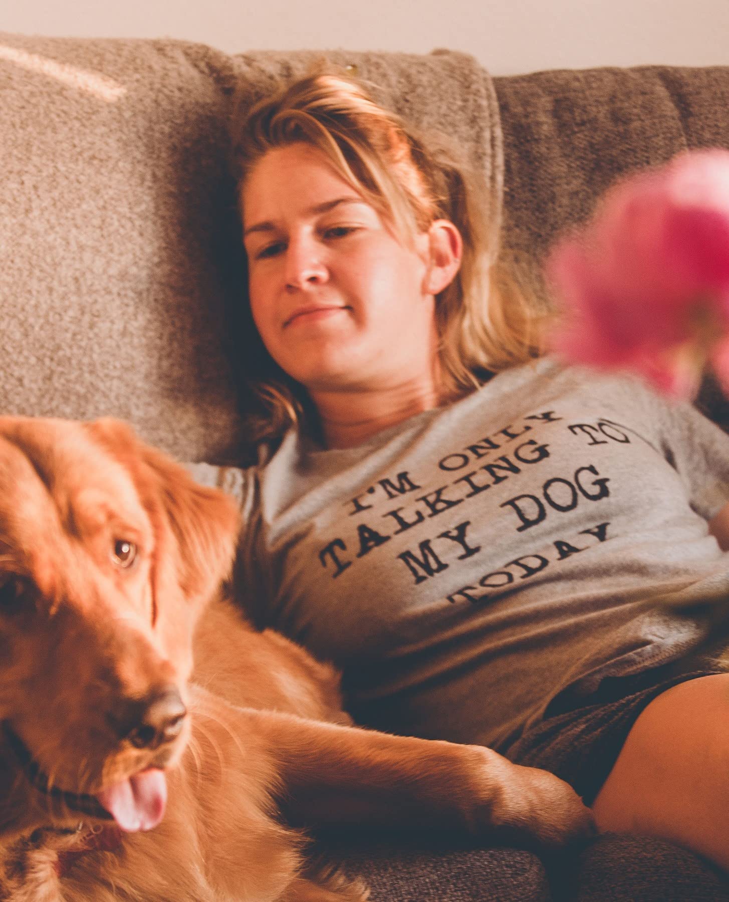 Im Only Talking to My Dog Today Funny Dog Mom Womens T Shirt Cute Grey S