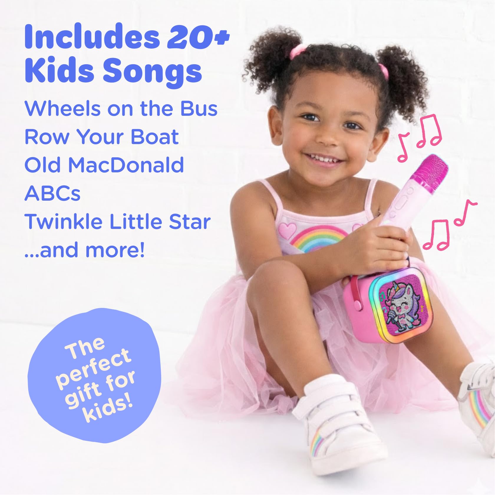 Move2Play, Karaoke Machine for Kids | Includes 20+ Kid Songs | 2 Microphones | Connect with Bluetooth | 3, 4, 5, 6, 7+ Year Old Gift | Toy for Girls, Boys, & Toddler | Birthday Present