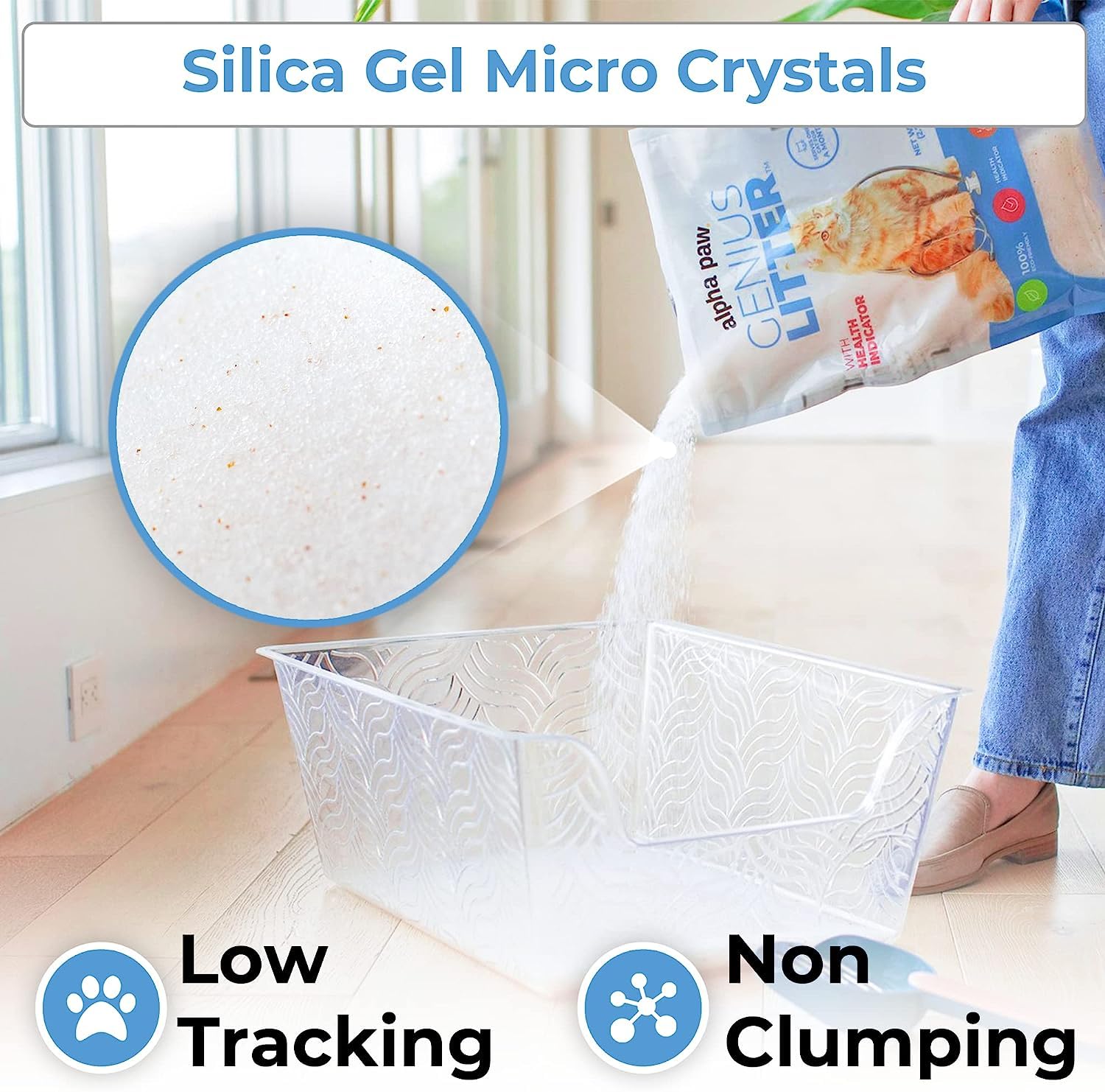 Genius Litter Health Monitoring Cat Litter, Featured on Shark Tank, Lightweight Crystal Silica Gel, Non Clumping, Dust Free, Low Tracking, Odor Control for Indoor Cats and Kittens, 6 lb Bag