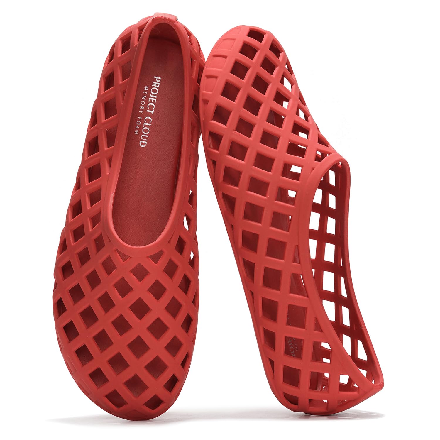 Project Cloud Jelly Shoes Women - Lightweight & Water-Resistant Women's Flats Sandals - Non Slip Womens Shoes - Perfect Summer Jelly Flats for Women 2026 (Jellz, RED, 7.5)