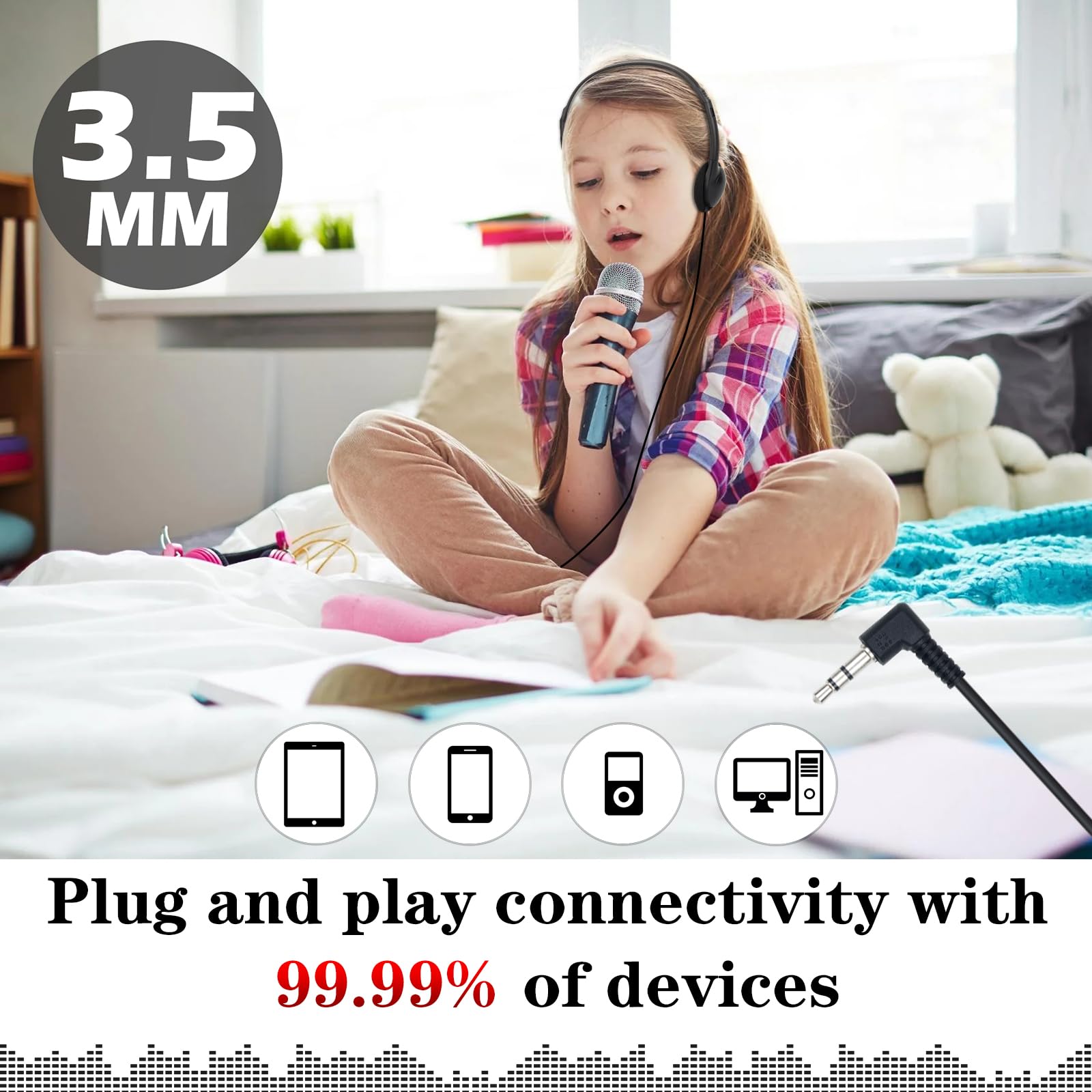 OSSZIT 30 Pack Class Set Headphones for Kids Students School Classroom Headphones Bulk Earphones Adjustable with 3.5 mm Jack for Library Children Adults (Black Color)