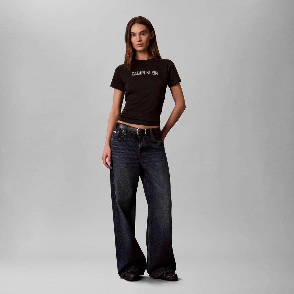 Calvin Klein Slim Fit Cotton Modal Monogram Tee Black