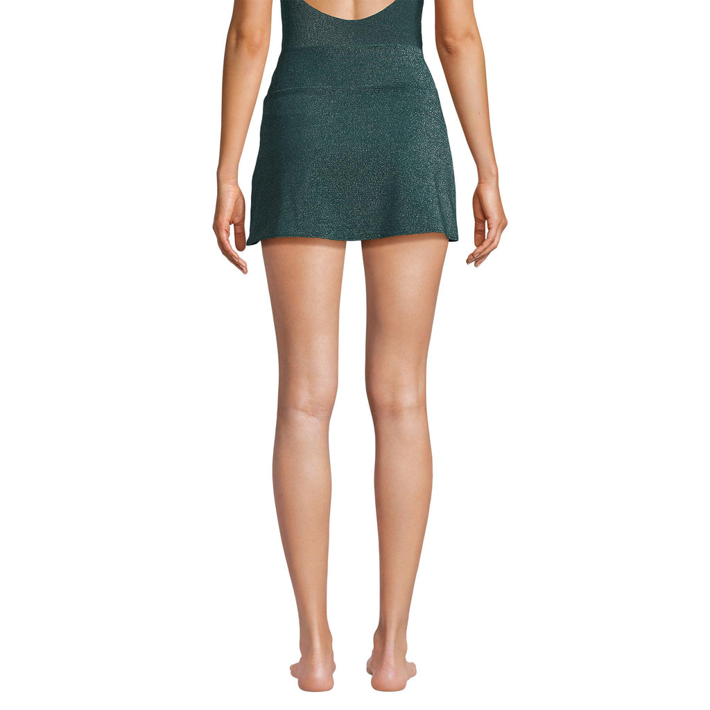Lands' End Women's Chlorine Resistant Shine Twist Front Mini Swim Cover-up Skirt X-Small Deep Balsam Shine