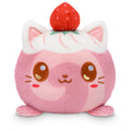 TeeTurtle Reversible Strawberry Cake Scented Cat Plushie - 4-Inch Two-Sided Flip Plush Toy with Embroidered Details - Cute Mini Collectible Plush for Kids, Teens, and Adults
