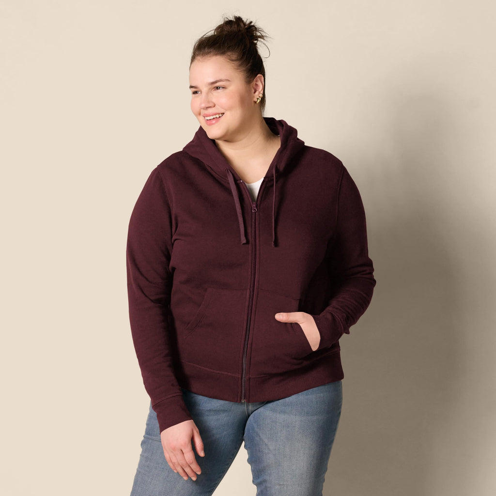 Amazon Essentials Women's Fleece Full-Zip Hoodie (Available in Plus Size), Burgundy, X-Large