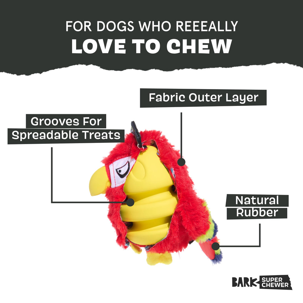 Barkbox Super Chewer Tough Dog Chew Toys for Aggressive Chewers, Plush 2 Toys in 1 (Parrot - Large)