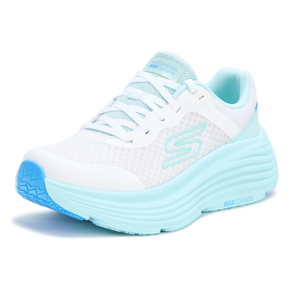 Skechers Women's Max Cushioning Endeavour Canova Sneaker, White/Light Blue, 7.5
