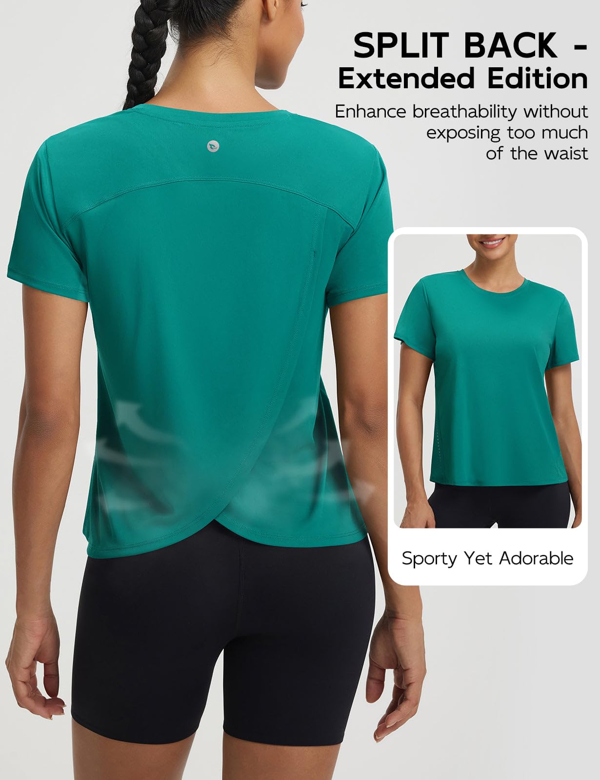 baleaf Women's Short Sleeve Workout Shirts Athletic Tops Sun Protection Breathable T-Shirts Quick Dry Gym Running Tennis Green M