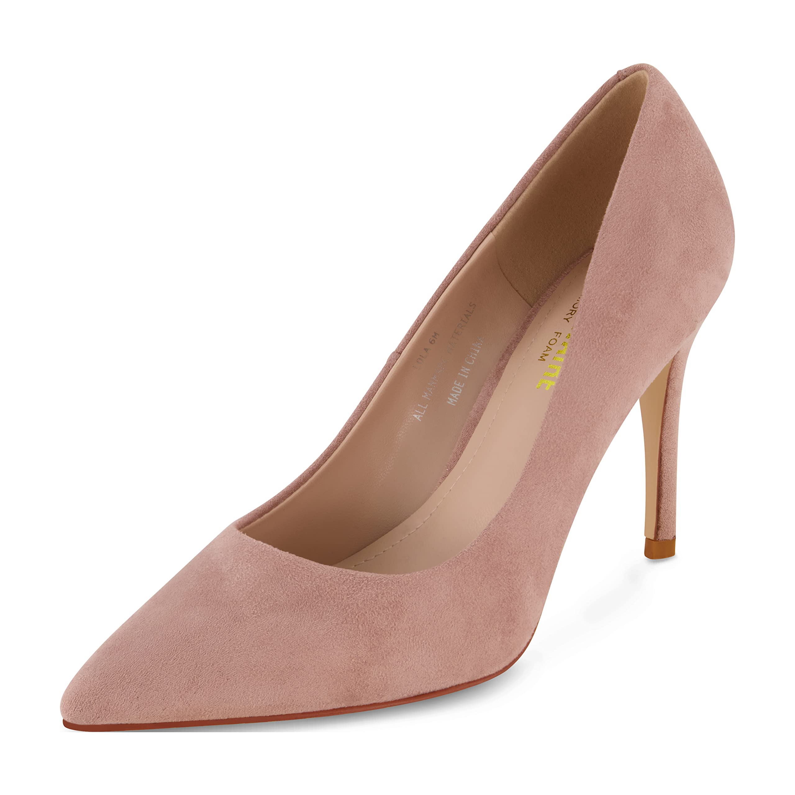 CUSHIONAIRE Lola Dress Pump Heels for Women, Classic Pointed Toe High Heels with Soft Memory Foam and Durable Outsole, Blush 9