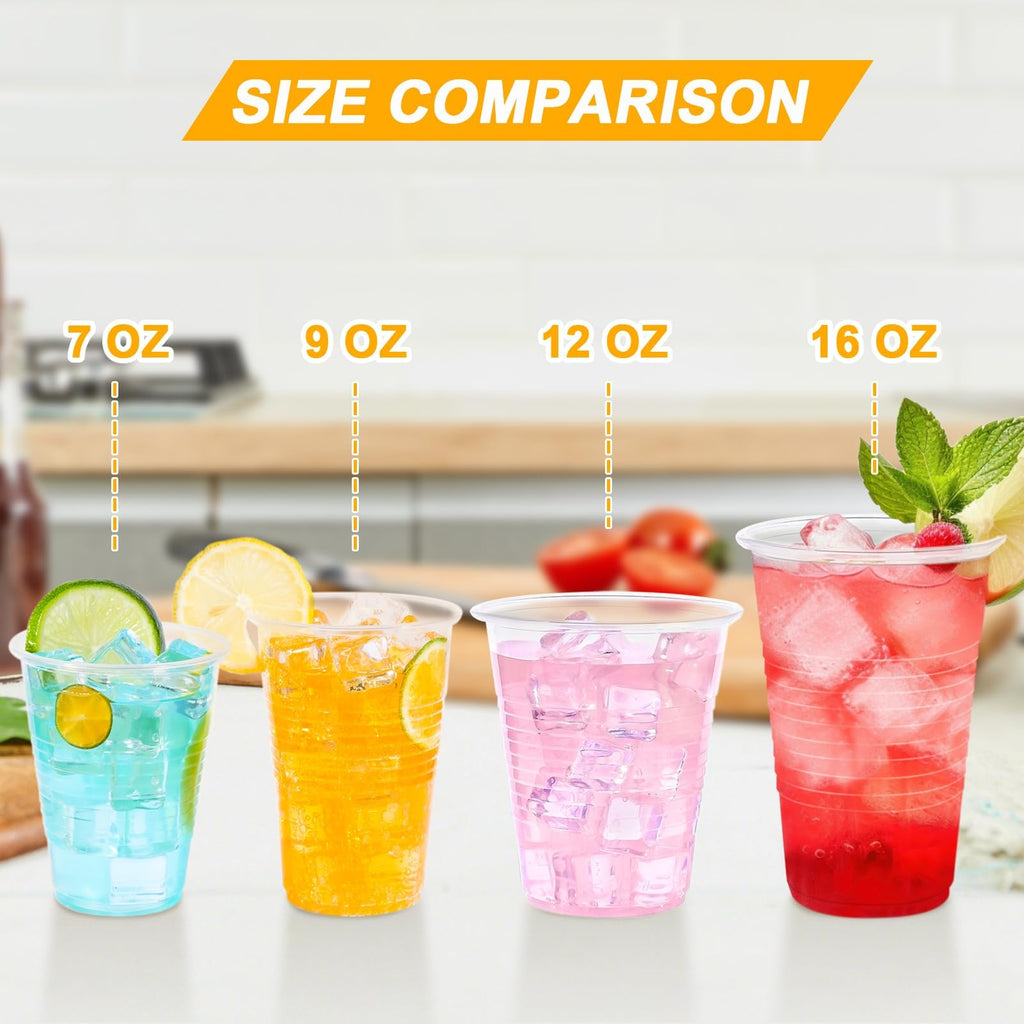BYSNOW 9 oz Clear Plastic Cups, 2000 Count Bulk, PP Clear Plastic Cups Disposable for Party Suit for Hot Beverages, Soda, Juice (9oz 2000count)