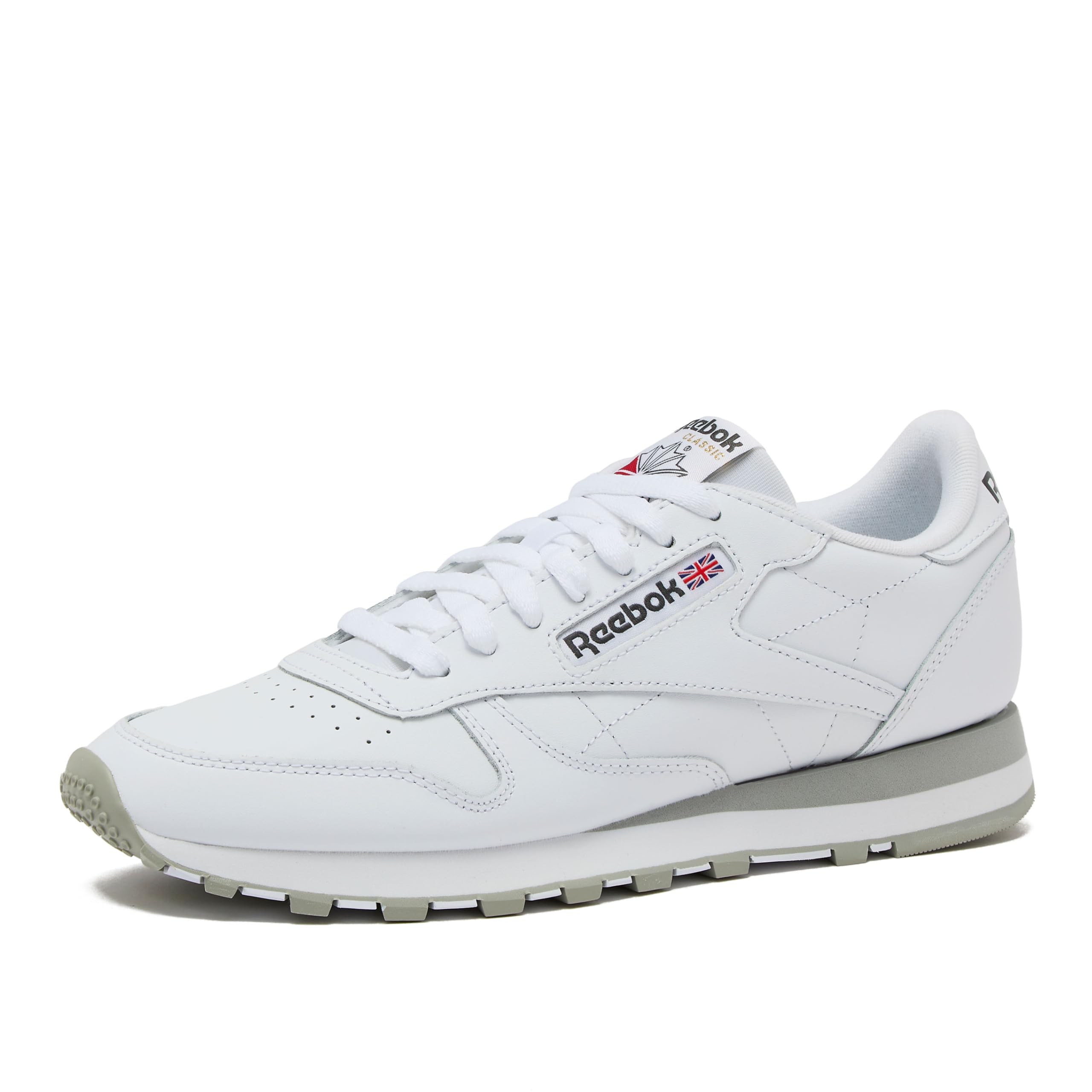 Reebok Classic Leather Sneakers for Men - Black or White Tennis Mens Shoes, Footwear White/Pure Grey3/Pure Grey, 11