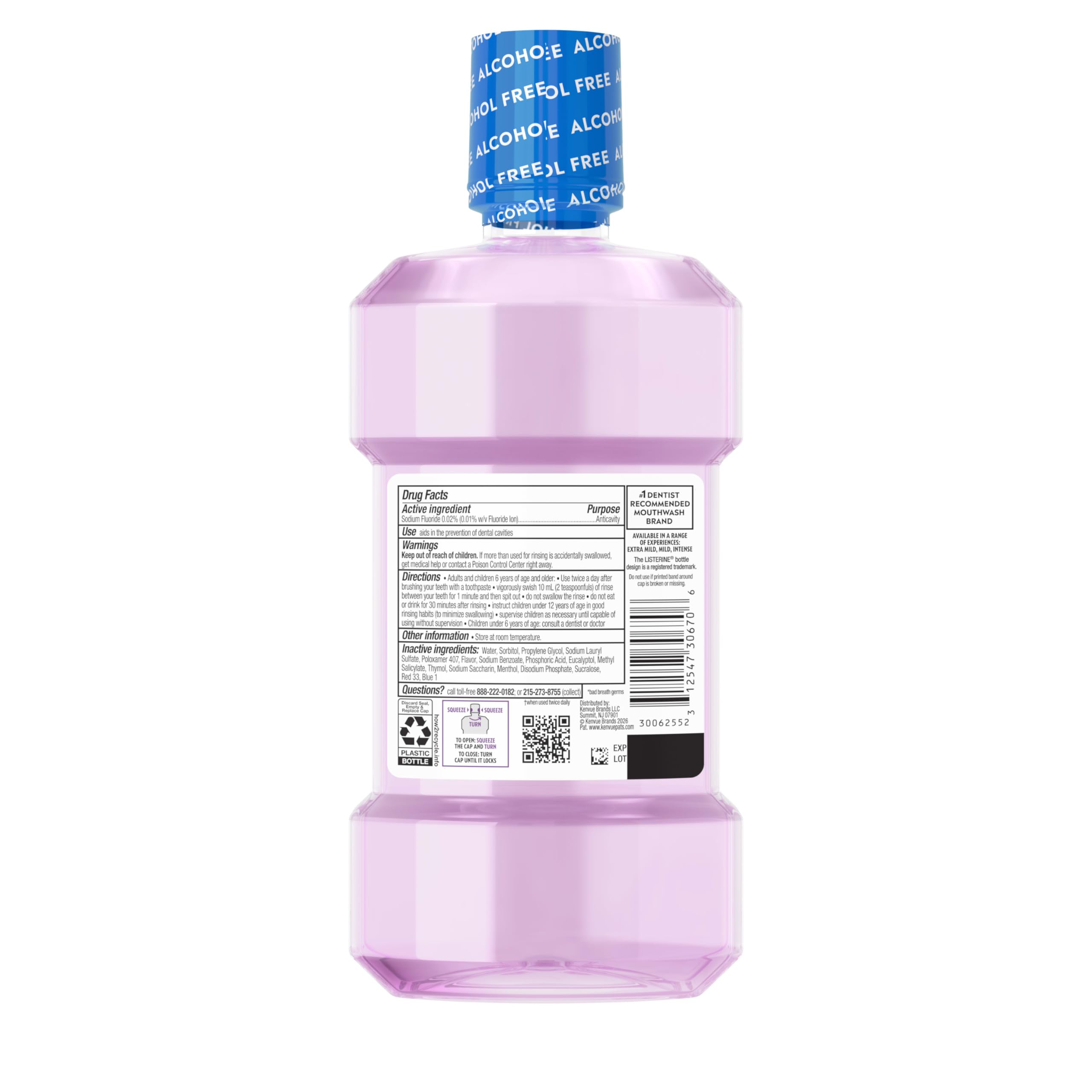 Listerine Total Care Alcohol-Free Mild Mouthwash, 6 Benefit Oral Rinse to Help Kill 99.9% of Germs That Cause Bad Breath, Strengthen Enamel, Mild Mint Flavor, 500 mL