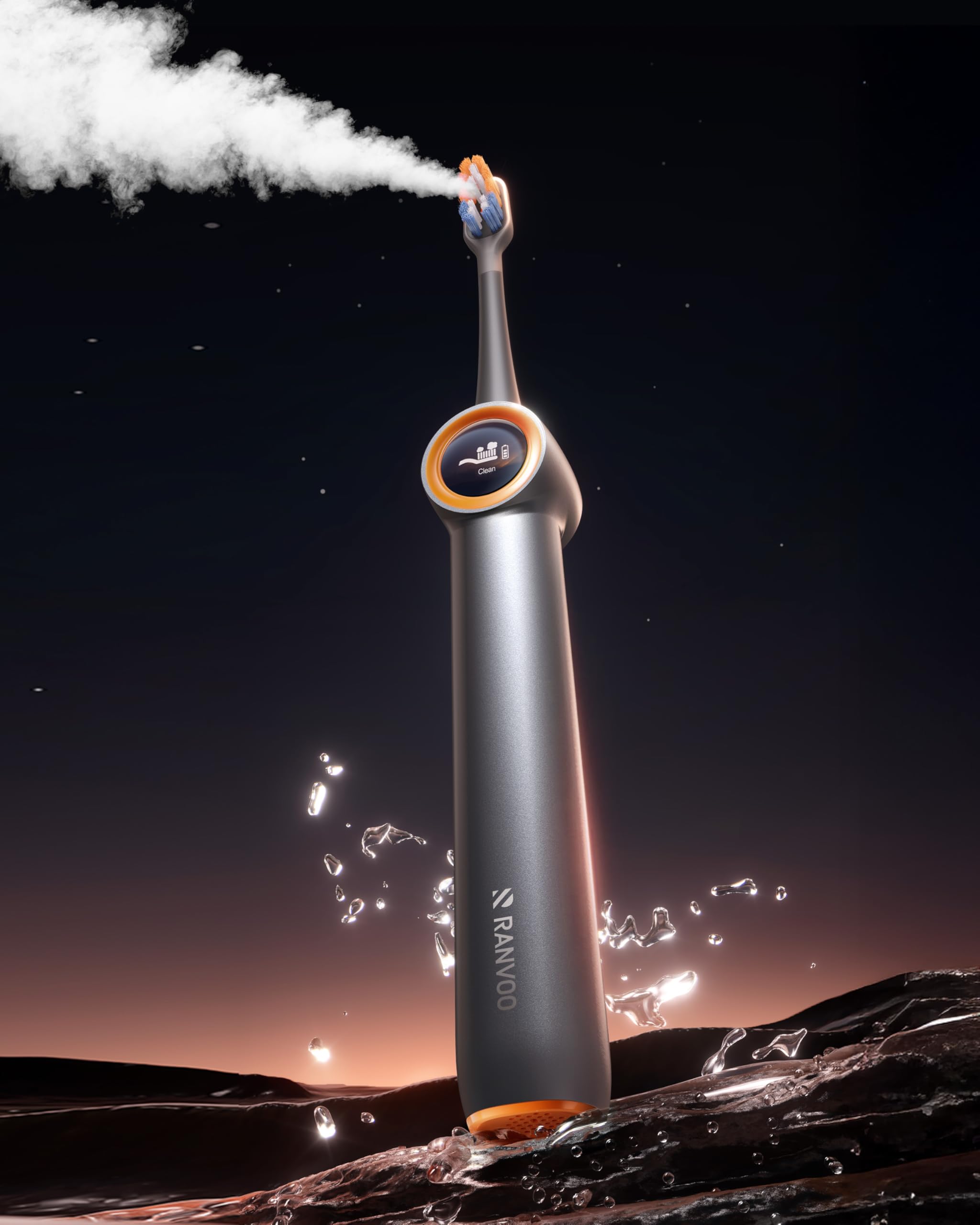 RANVOO AirJet™ [Max Jet Clean] [Vibrating & Flossing 2-in-1] Bubble Sonic Electric Toothbrush, Plaque Removal, White for Adult Protect Gum Teeth Clean Rechargeable Gift with 2 Soft Brush Heads Gray