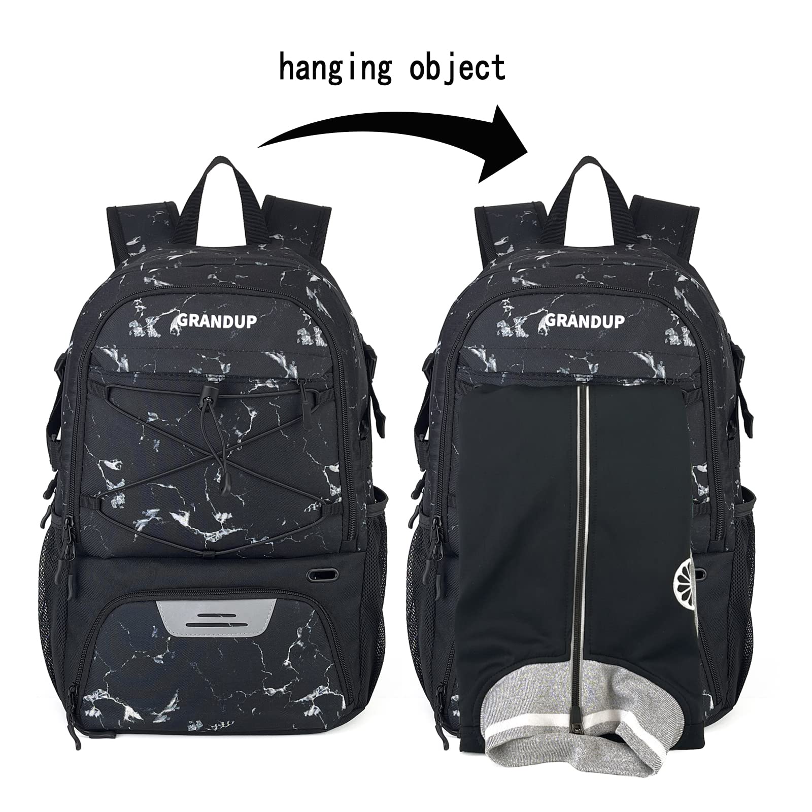 GRANDUP Basketball backpack with ball and shoes compartment Fit Volleyball, soccer, Swim, Gym, Travel, large capacity sports training equipment bags