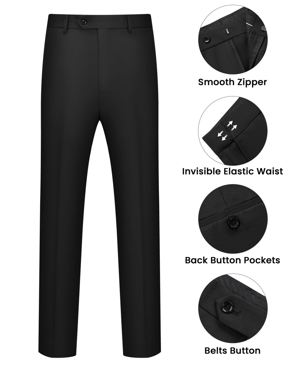 WULFUL Men's 2 Piece Suits Slim Fit Two Button Blazer Jacket Pants Set for Party,Wedding and Business Black