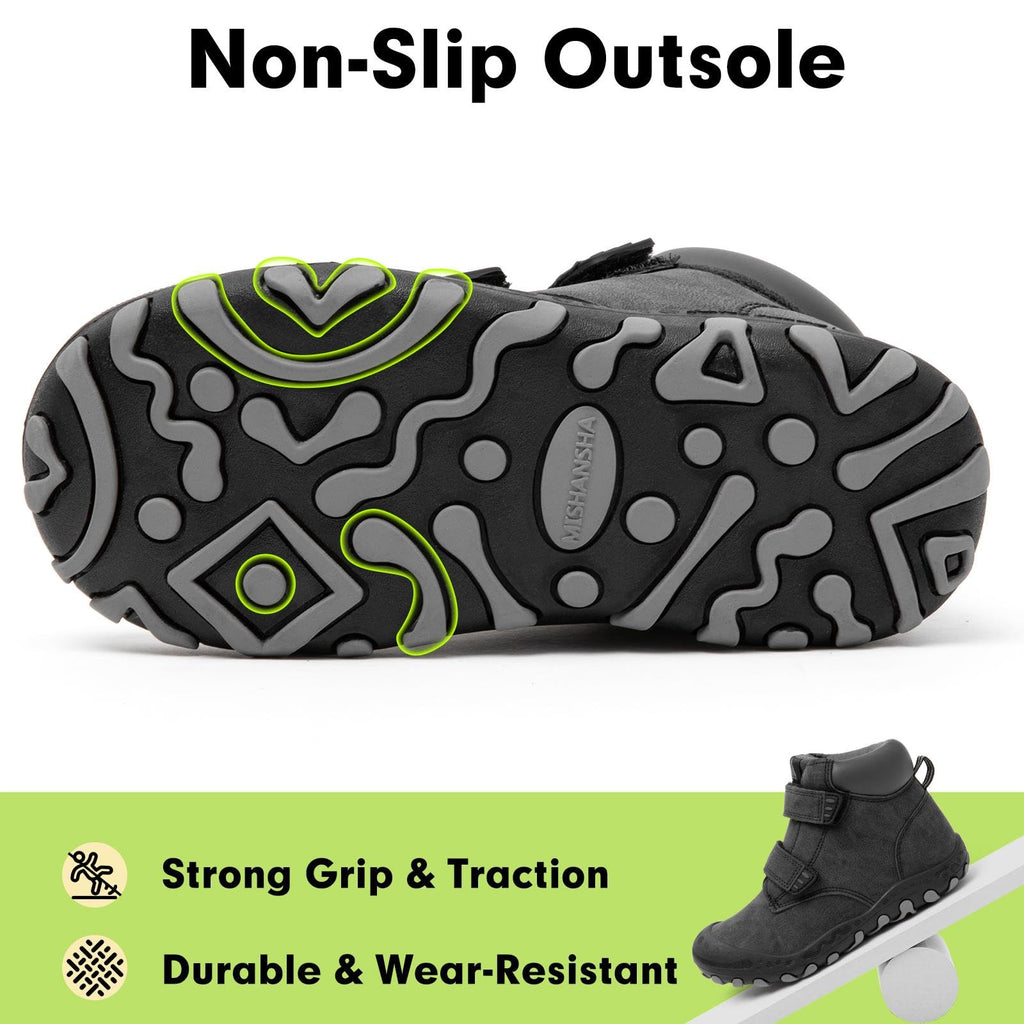 Mishansha Unisex-Child Outdoor Ankle Hiking Boots Boys Girls Trekking Walking Shoes with Hook and Loop C-black 10 Toddler