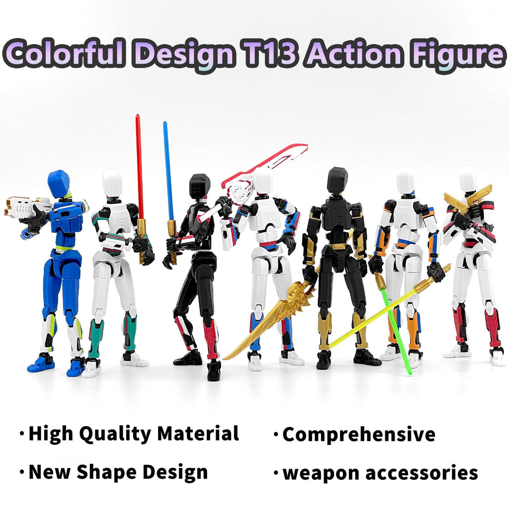 Falandi 5-Pack T13 Titan Action Figure Already Assembled, Multi-Colored Titan 13 Action Figure Set with Laser Saber 3D Printed T 13 Lucky Robo Dummy Nova 13 Action Figures, Figura de acción t13
