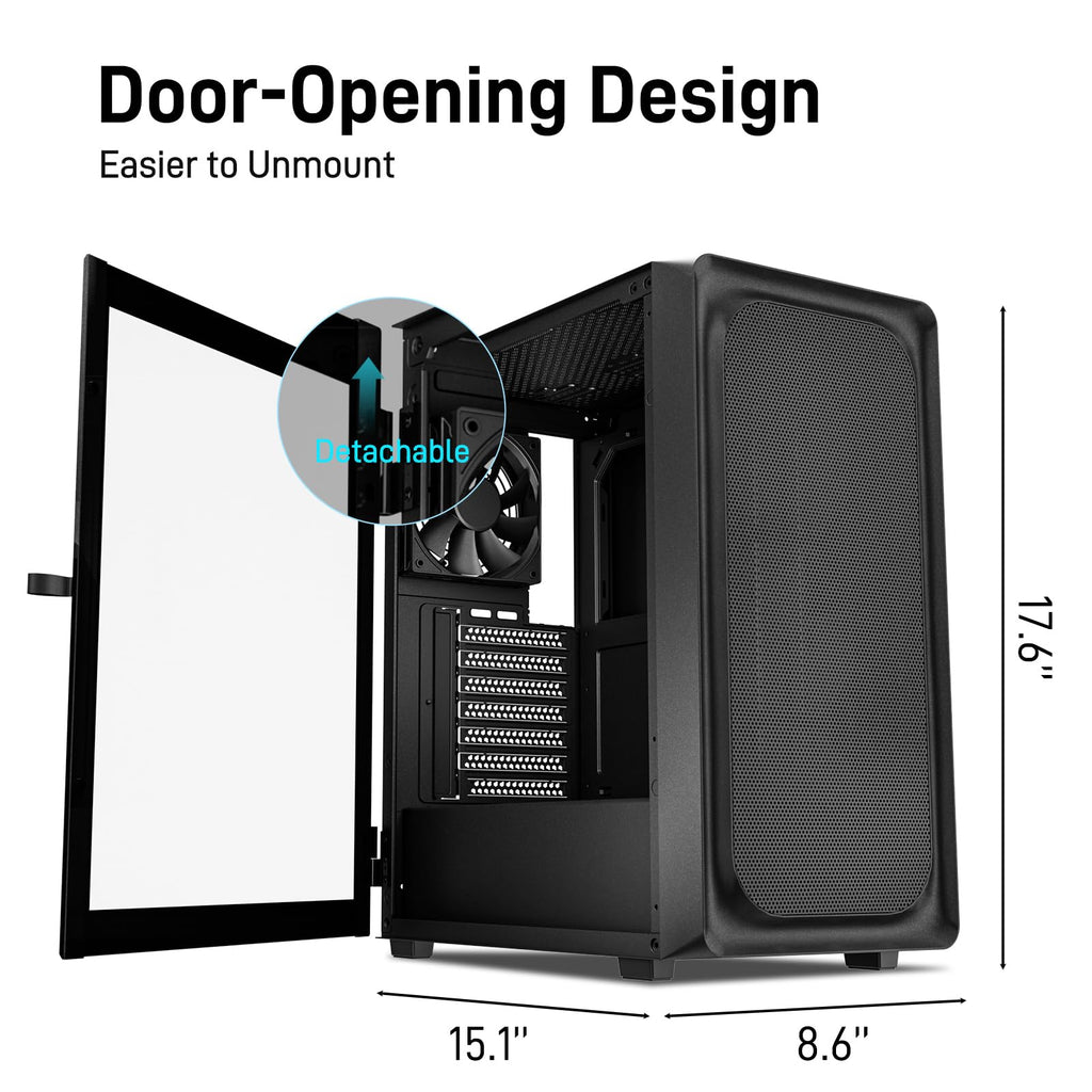 DARKROCK EC2 Black ATX Mid Tower PC Case, Type-C Ready, Supports 50 Series Graphics Cards, Tempered Glass Side Panel, up to 8 x 120mm Cooling Fans & 1 x 360mm Radiator, 1 x Pre-Installed Fan