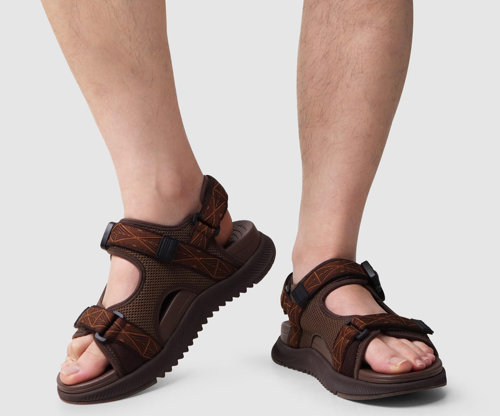 ONCAI Men's Hiking Sandals with Arch Support Mesh Athletic Walking Sandalias Summer Outdoor Cushion Thick Rubber Soles and Recovery Sports Fisherman Sandals Brown Size 10