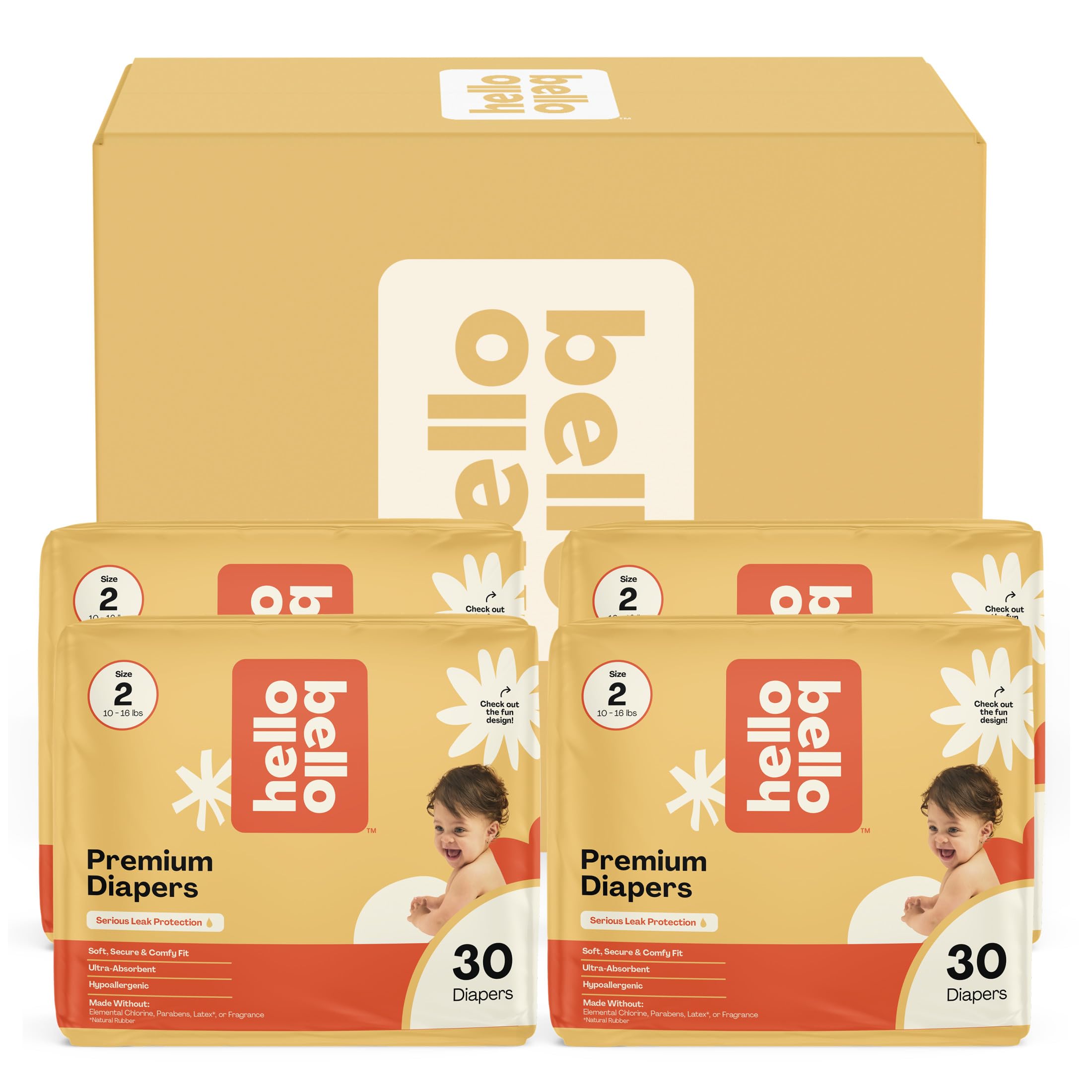 Hello Bello Diapers, Size 2 (10-16 lbs) Surprise Pack for Girls - 120 Count of Premium Disposable Baby Diapers, Hypoallergenic with Soft, Cloth-Like Feel - Assorted Girl & Gender Neutral Patterns