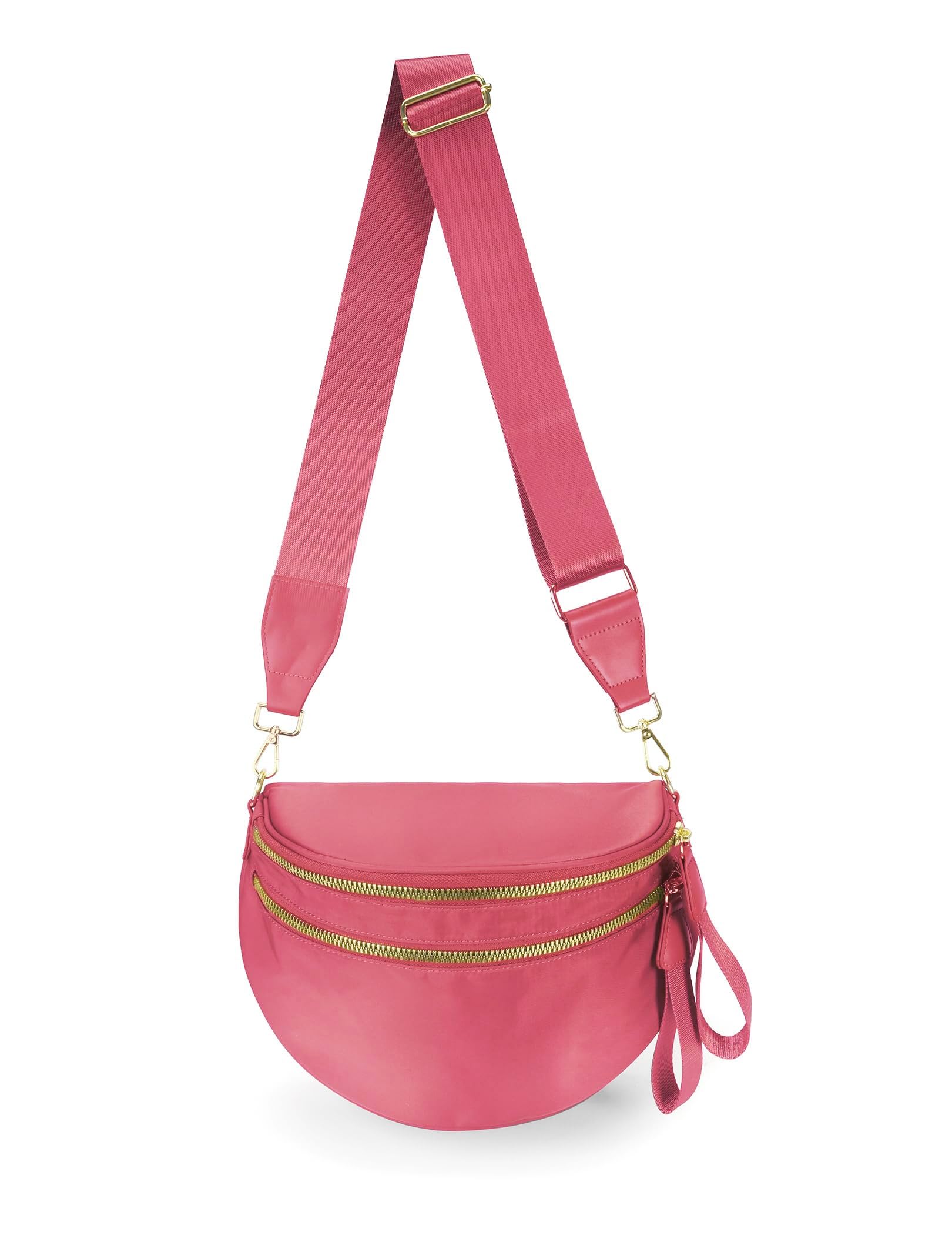 FEIBOON Spacious Nylon Crossbody Bag Bum Bag Handbags Wallets Purses Trendy Shoulder Bag for Women (watermelon red)