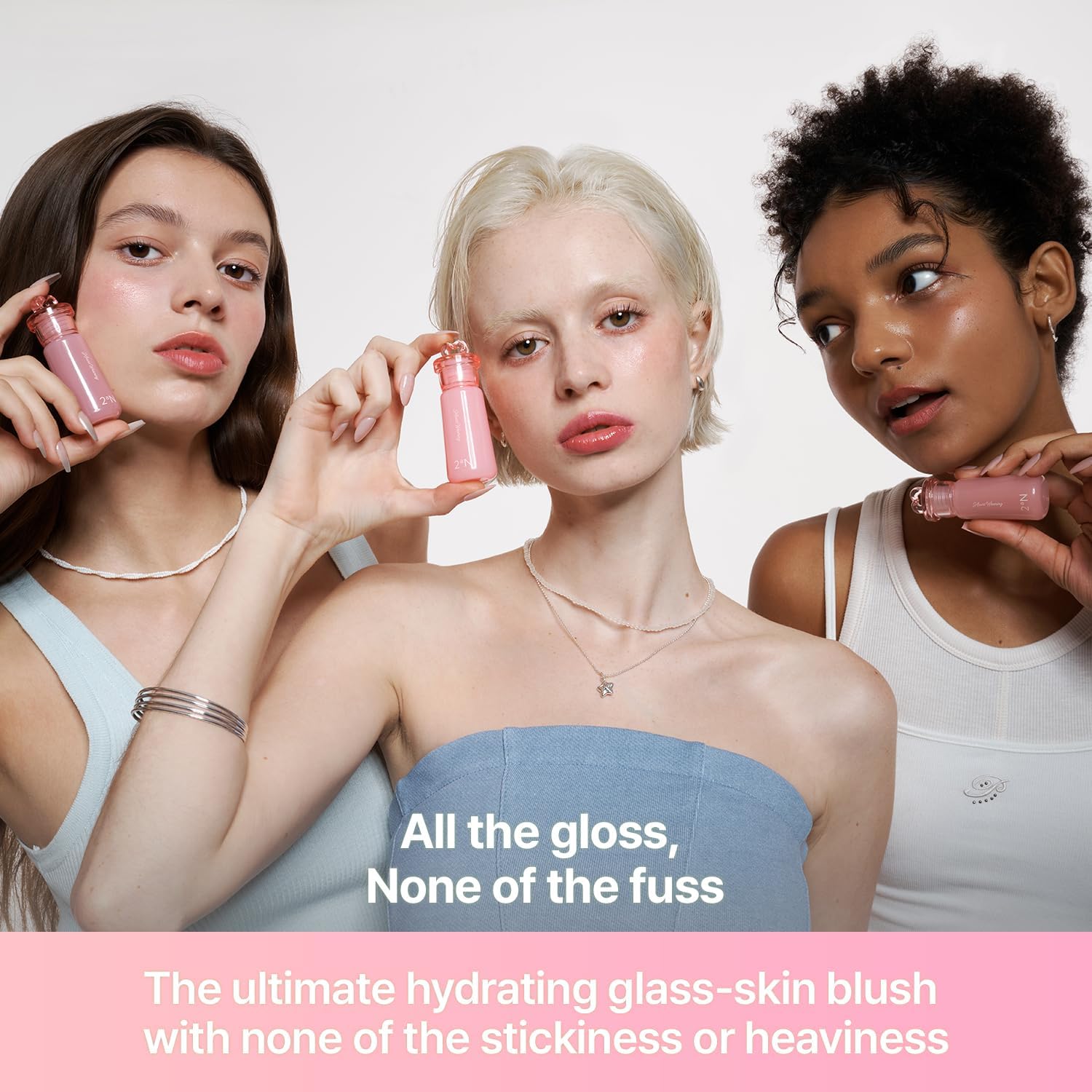 [2aN Heart Wearing Liquid Cheek (0.15oz) – Dewy Liquid Blush with Soft Glow & Clear Layering | Hydrating Essence + Glossy Oil Blend | Buildable, Finger-Blend Texture|8 Vibrant Shades] (06 Bare Glow)