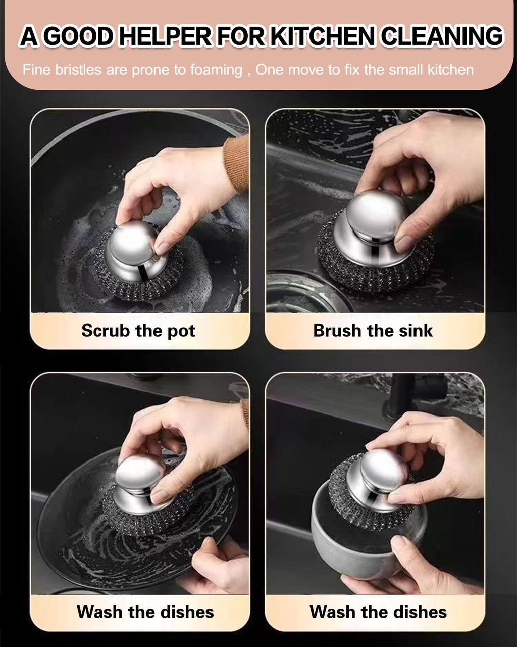 Soilleta 8 Pcs Steel Wool Scrubbers with 2 Pcs Handle,Stainless Steel Scouring Pads for Cast Iron Skillets, Grill & Kitchen Pots - Rust Resistant, Non-Splintering Heavy Duty for Tough Grease