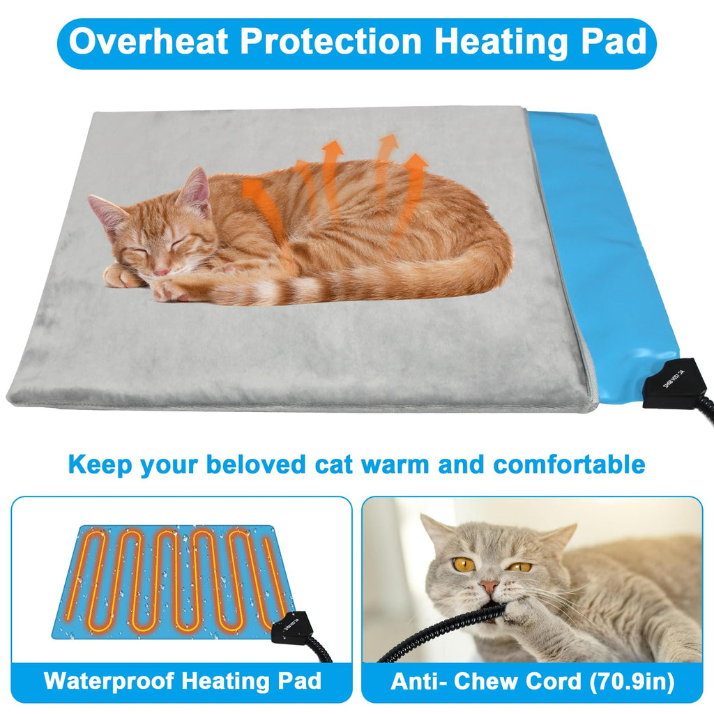 Dahivs Indestructible Heated Cat House for Outside Winter, Heated Outdoor Cat House Weatherproof with Escape Door, Waterproof & Insulated Outdoor Cat Shelter for Feral Stray Cat Kitty. 17.7"x15"x17.5"