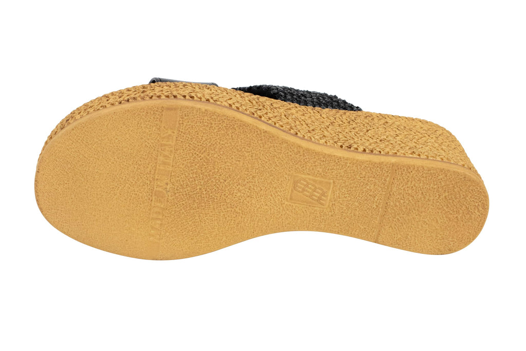 ITALIAN Shoemakers Inessa Womens Platform Wedge Espedrille and Raffia Sandal for Women (Black, US Footwear Size System, Adult, Women, Numeric, Medium, 8)
