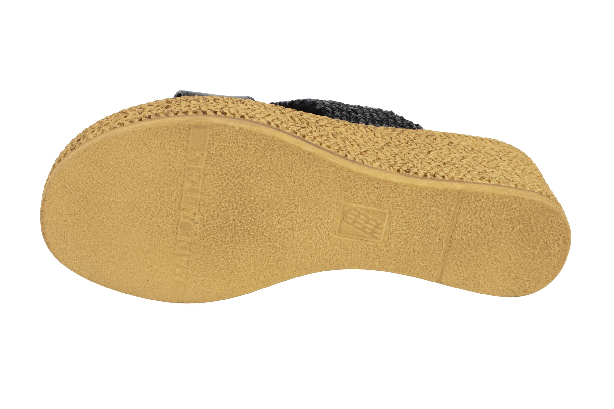 ITALIAN Shoemakers Inessa Womens Platform Wedge Espedrille and Raffia Sandal for Women (Black, US Footwear Size System, Adult, Women, Numeric, Medium, 8)