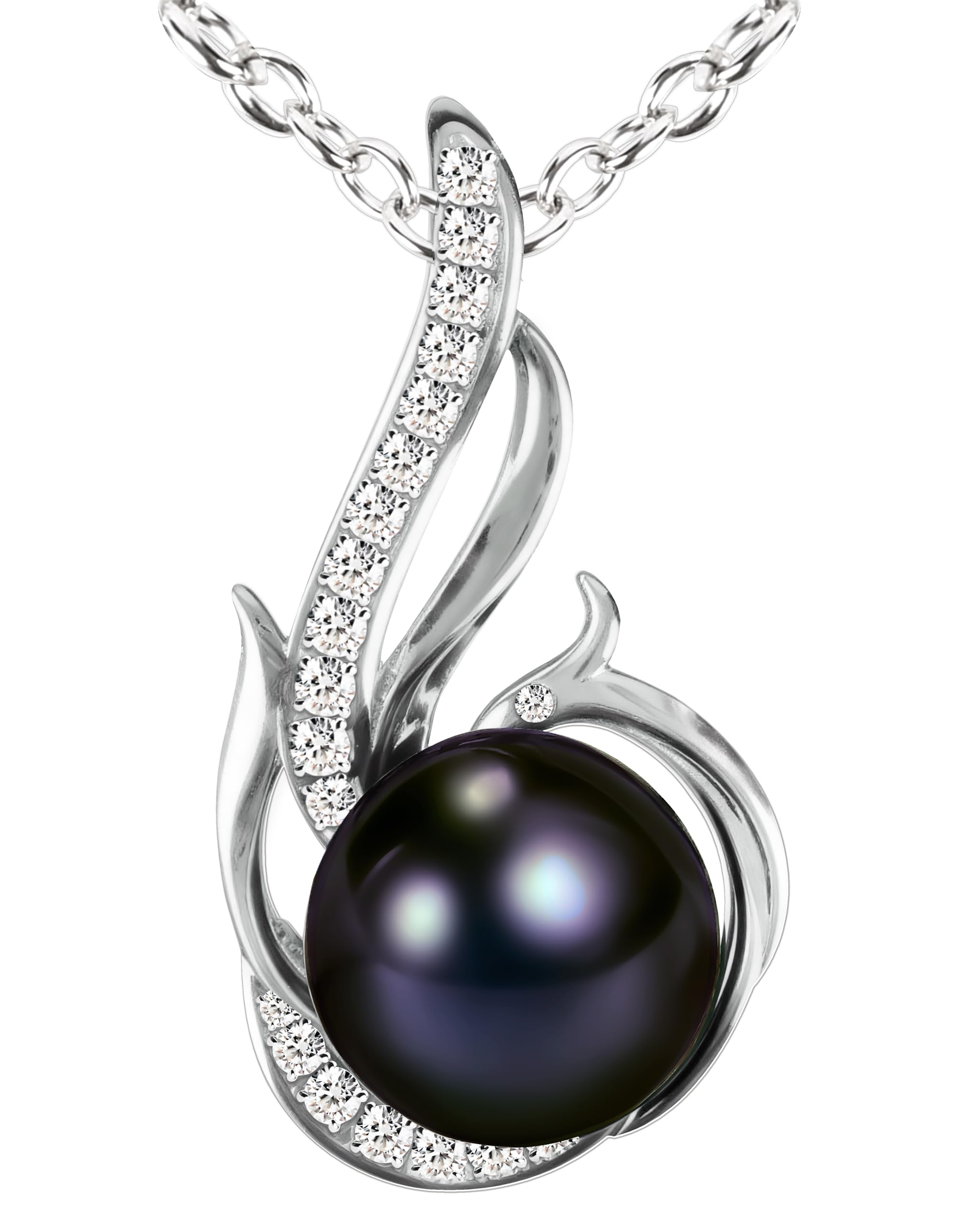 PEARLURA AAA+ 9mm Natural Black pearl necklace for women - Real pearl necklaces for women ( 925 sterling Silver)- Wedding anniversary's gift for wife - Luxury birthday gifts for woman - Birthday gift for wife