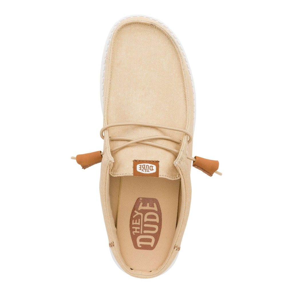 HEYDUDE Men's Wally Slip Stretch Canvas Loafer Tan/White