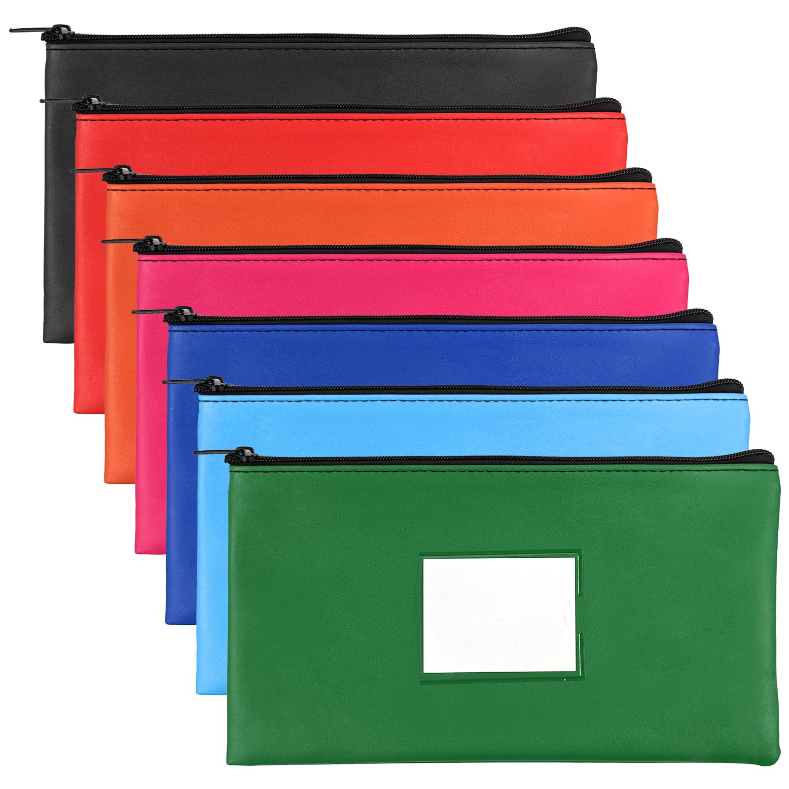 VOCHIC 7 Pieces Money Bags with Zipper,DIY Labels,Money Pouch 11x6.1 inch