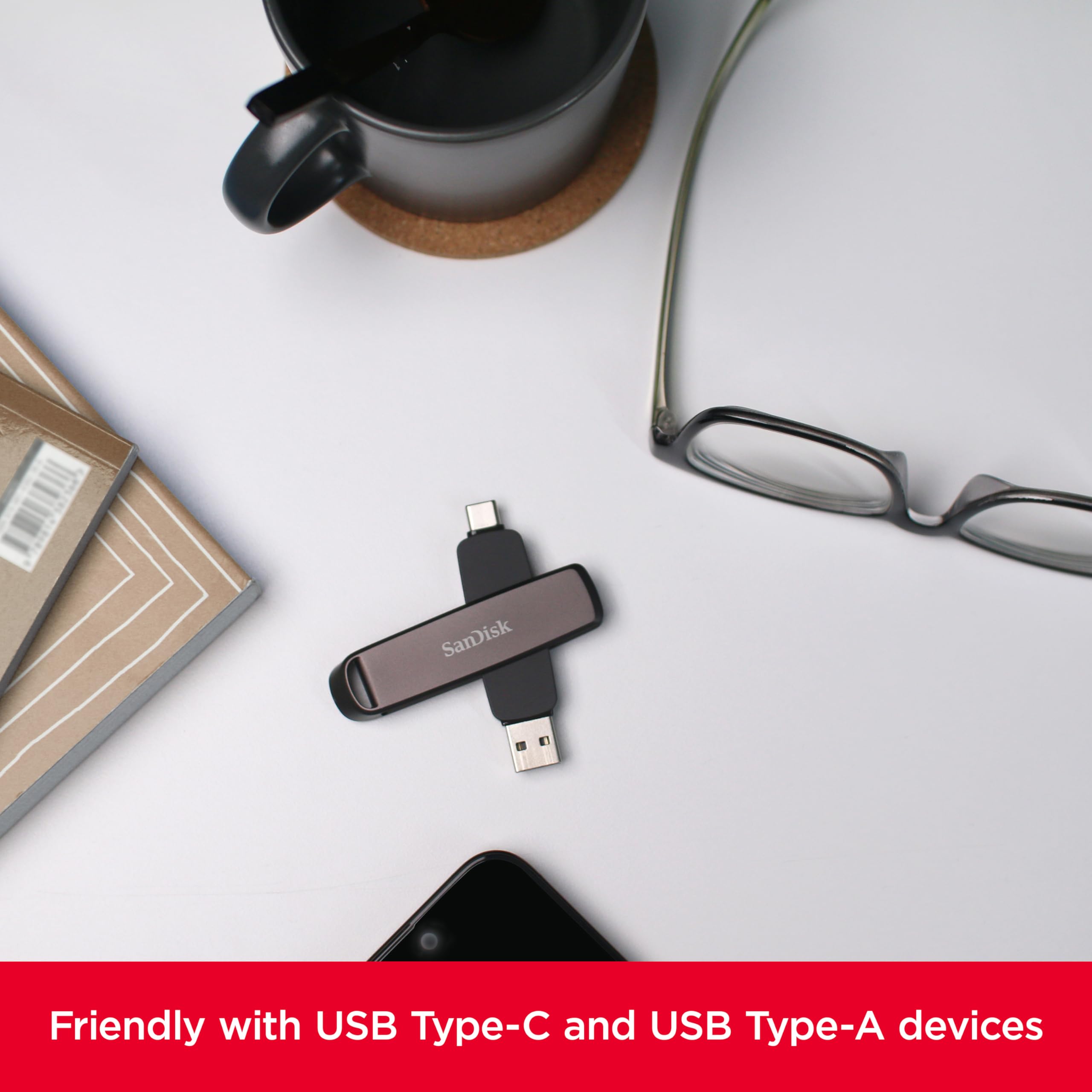 SanDisk 512GB Extreme PRO Dual Drive - Up to 1,000MB/s, USB Type-C, and USB Type-A, High-Performance Flash Drive - SDDDE1-512G-G46