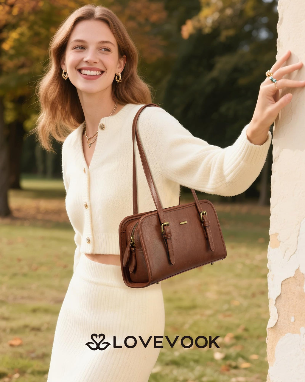LOVEVOOK Swing Zip Shoulder Bag, Small Purses for Women Trendy Handbags, Mini Vintage Hobo Clutch Leather Tote