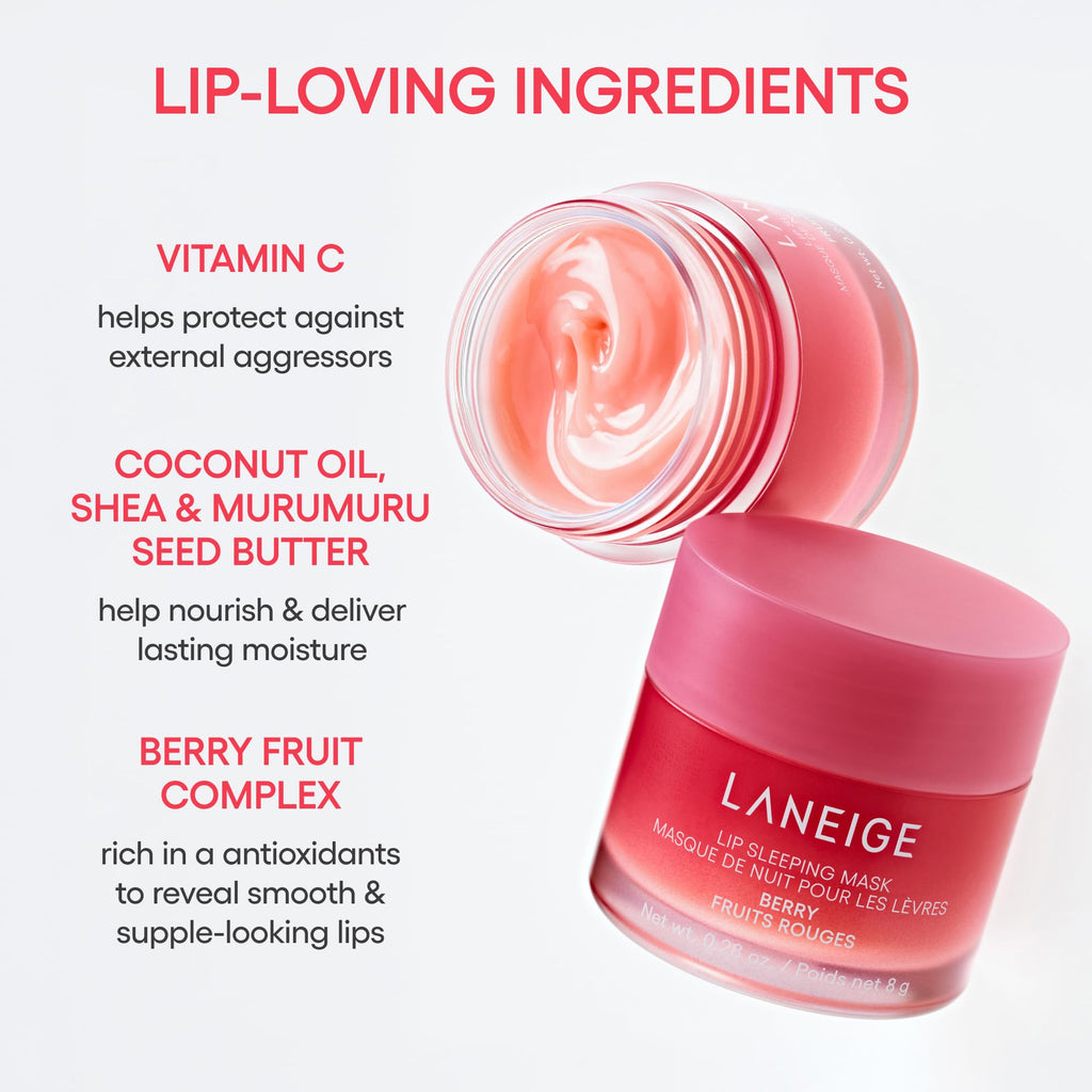 LANEIGE Lip Sleeping Mask: Hydrating & Nourishing Korean Overnight Lip Treatment Mask with Shea Butter, Vitamin C & Murumuru, Antioxidants For Flaky, Dry Lips | Korean Skin Care, Grapefruit